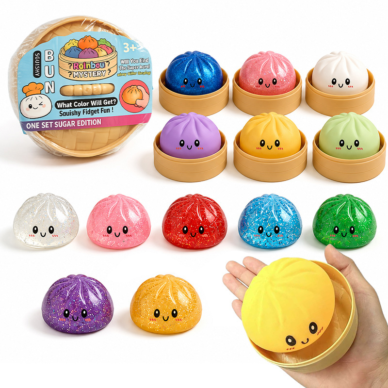 Kids Toys Basket - 반짝이 덤플링 스퀴시 장난감 점보 바오