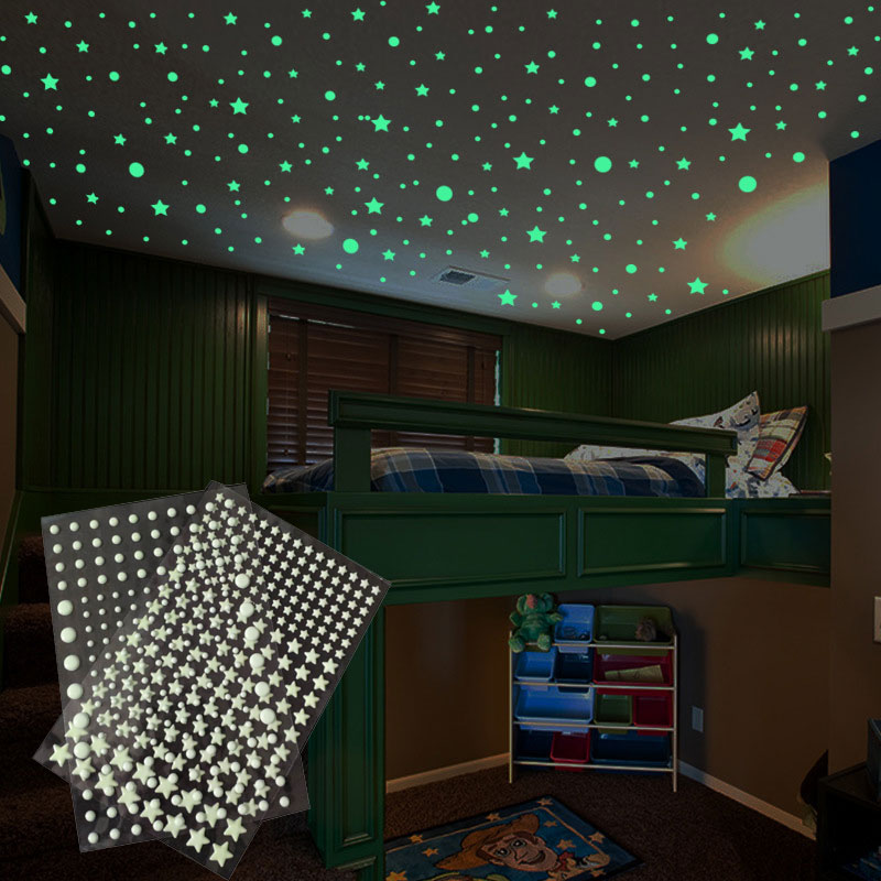 Glow In Dark Stars - 3D 버블 별 도트 빛나는 벽