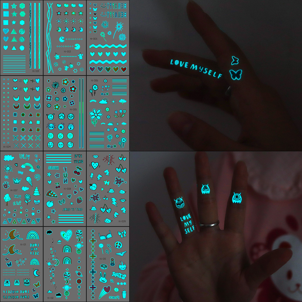 야광 타투 스티커 12개 - 야간 파티용 UV 반응형  - Glow In Dark Stars 리뷰 및 가격
