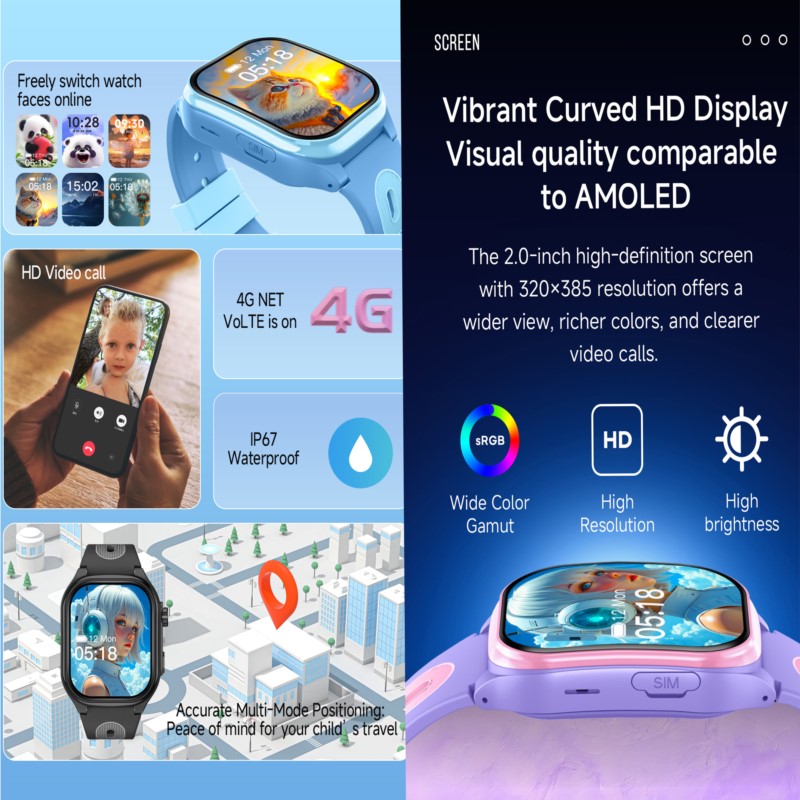 어린이용 4G 스마트워치, 2.0인치 HD 화면, 2+ - Kids Smartwatch Gps 리뷰 및 가격