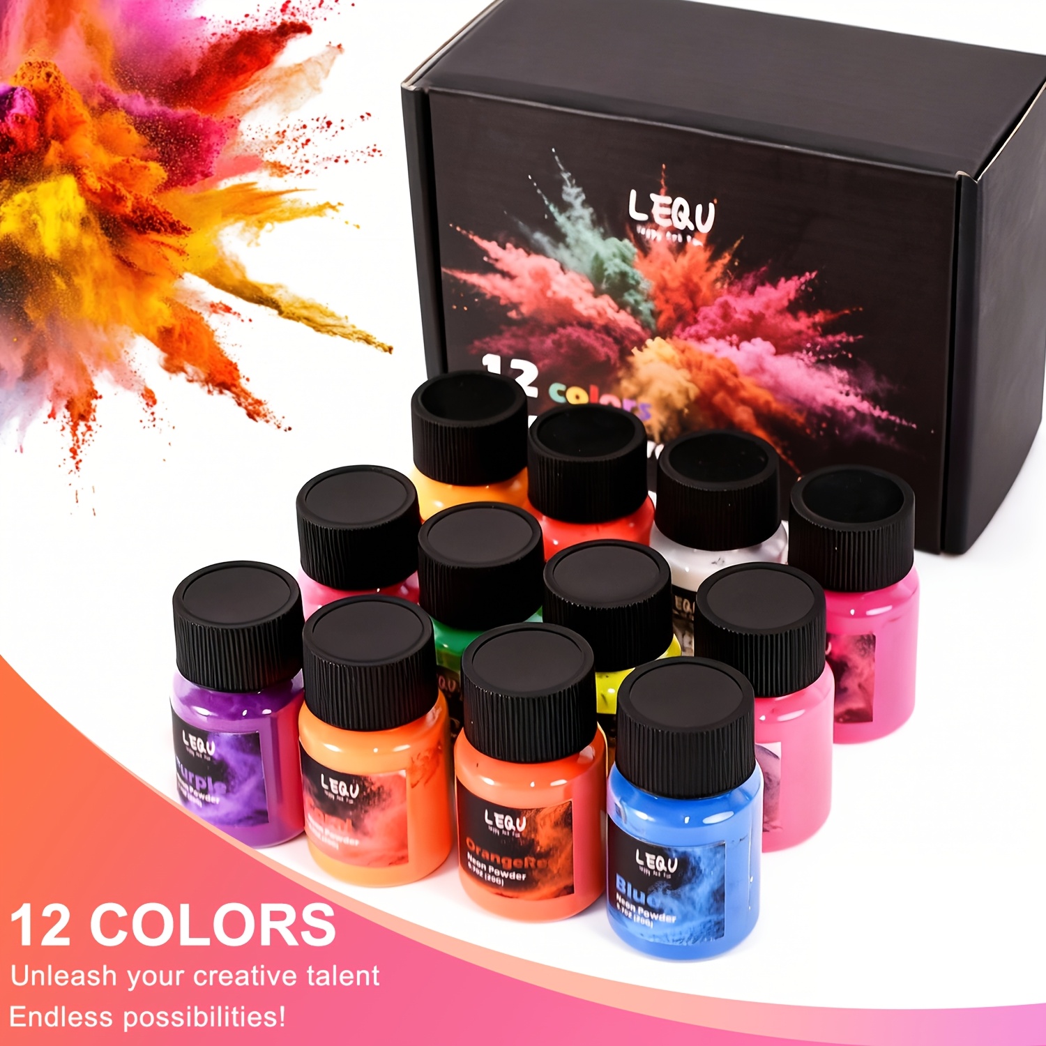 LEQU 12색 네온 형광 레진 색소 파우더, 병당 2 - Slime Making Kit 리뷰 및 가격
