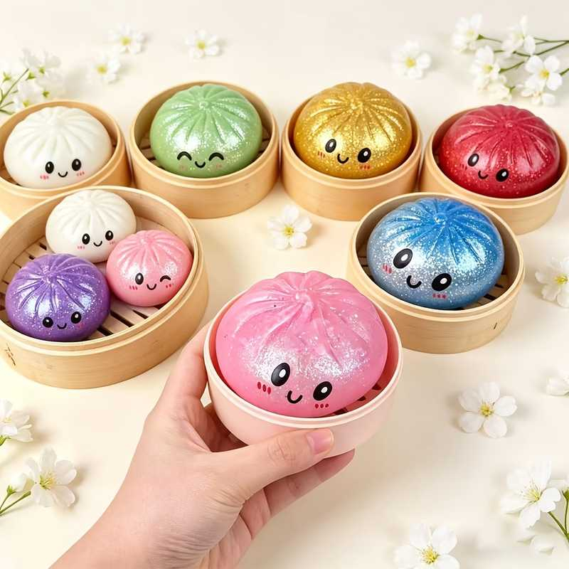 반짝이 덤플링 스퀴시 장난감 점보 바오 번 스트레스 볼 - Kids Toys Basket 리뷰 및 가격