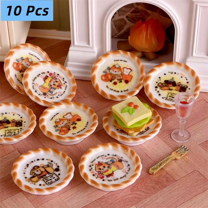 10개 세트 인형집 미니어처 강아지 프린트 빵 팬 모델 - Kids Toys Play 리뷰 및 가격