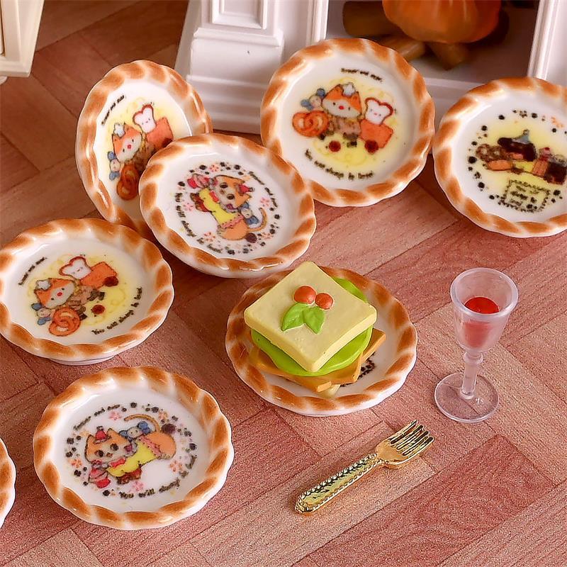 10개 세트 인형집 미니어처 강아지 프린트 빵 팬 모델 - Kids Toys Play 리뷰 및 가격