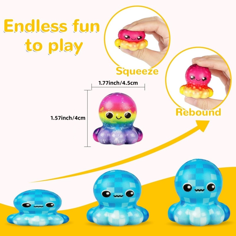 6/12개입 문어 모양 스퀴시 장난감, 부드러운 스트레 - Kids Toys Basket 리뷰 및 가격