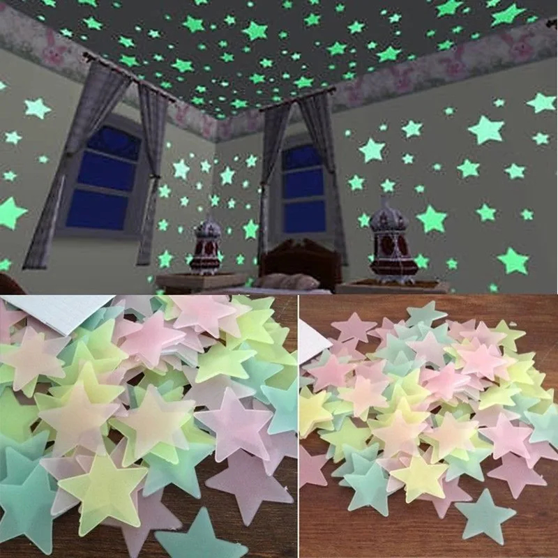 100pcs 형광 어둠 속에서 빛나는 별 벽 스티커 어 - Glow In Dark Stars 리뷰 및 가격
